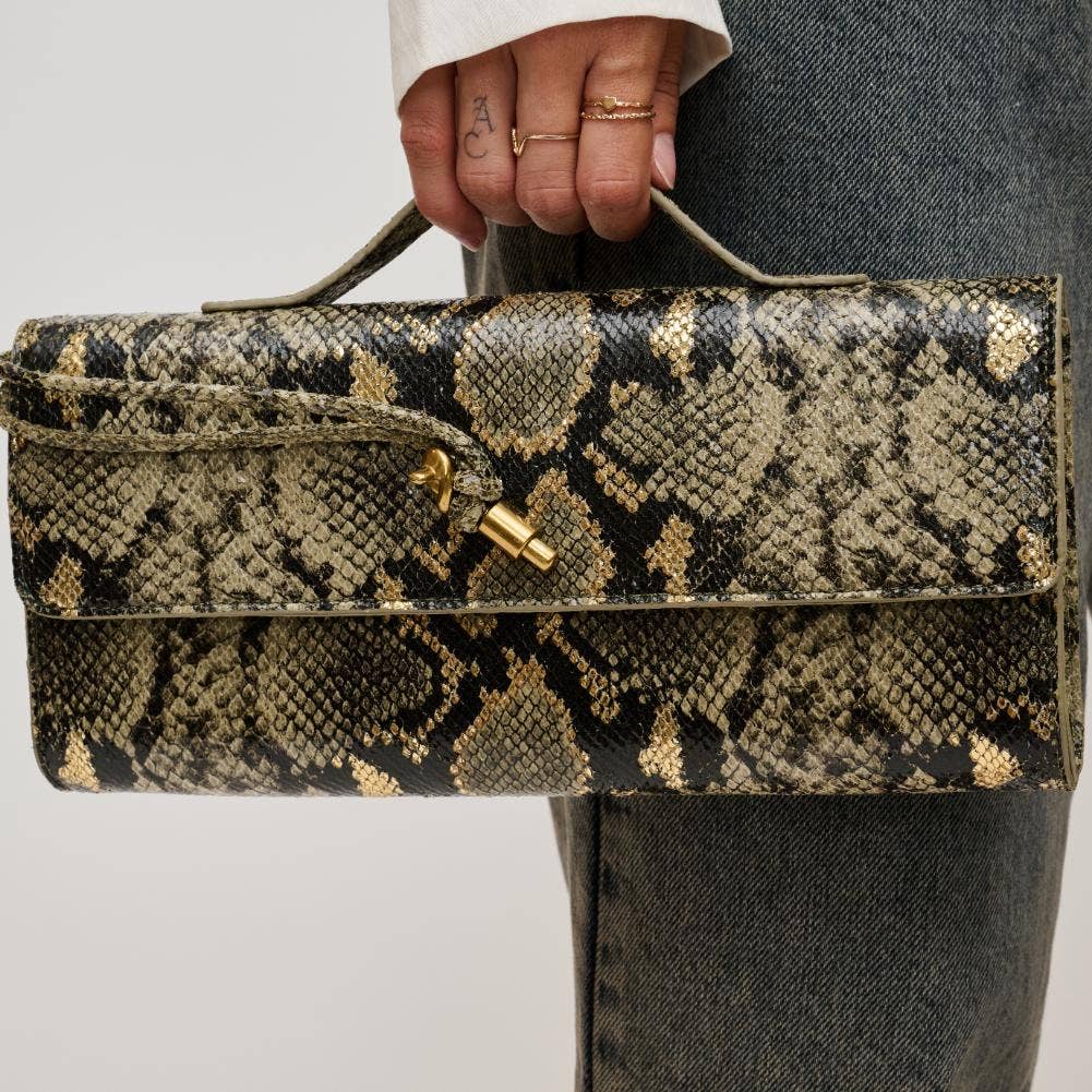 Ada Animal Print East West Clutch Crossbody