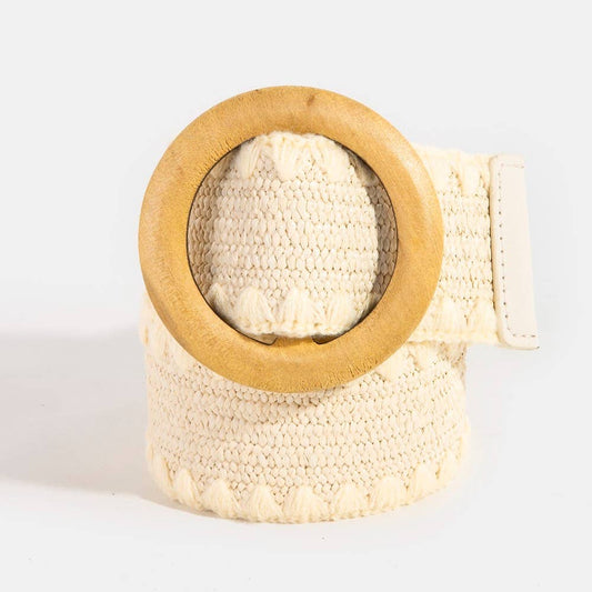 Wooden Round Buckle Braided Fashion Belt