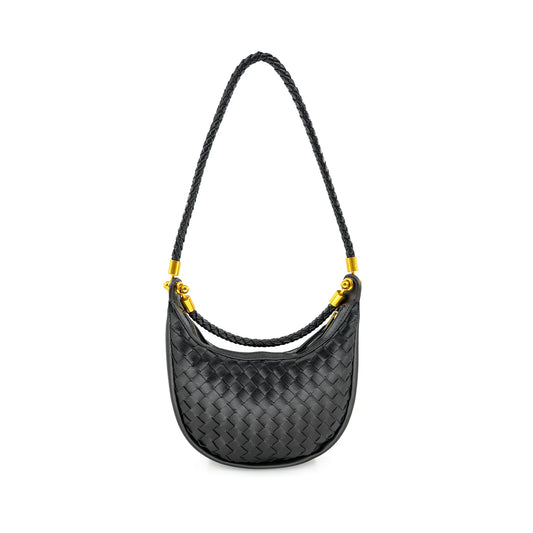 Colette Mini Woven Hobo Bag | Black