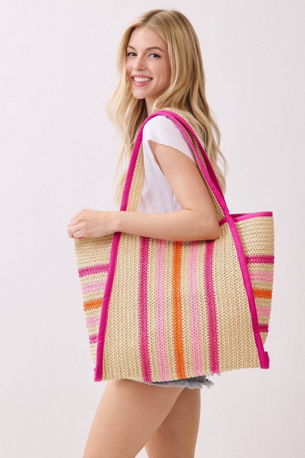 Juliet Multi Color Straw Beach Bag