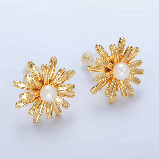 Pearl Sunflower Studs