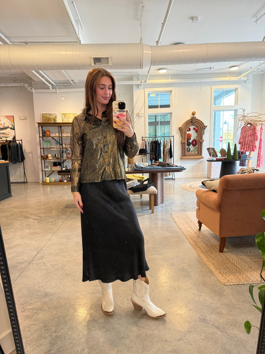 Charlie Satin Skirt | Black