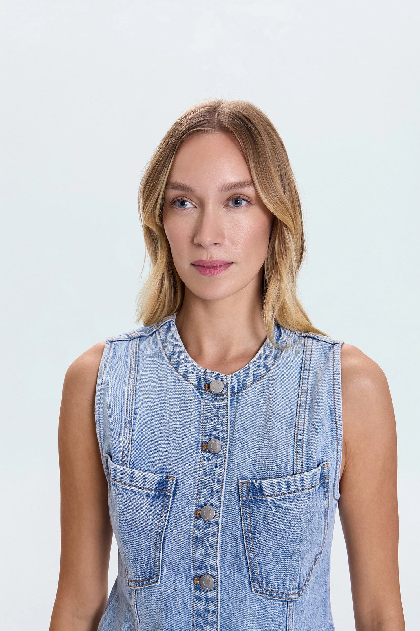 Gia Fitted Collarless Vest | Glaze