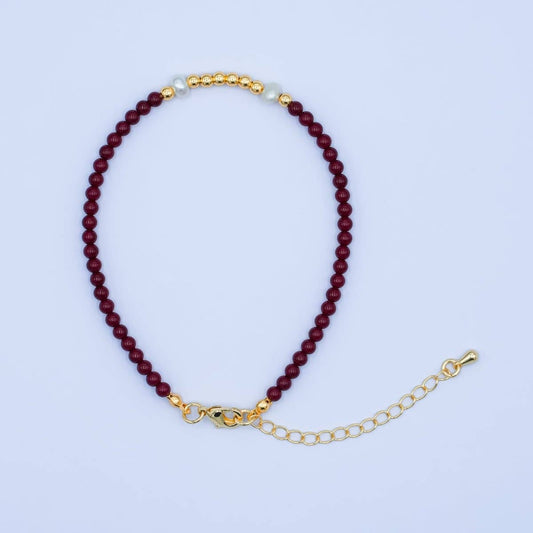 Shell Pearl Bead Carnelian Bracelet