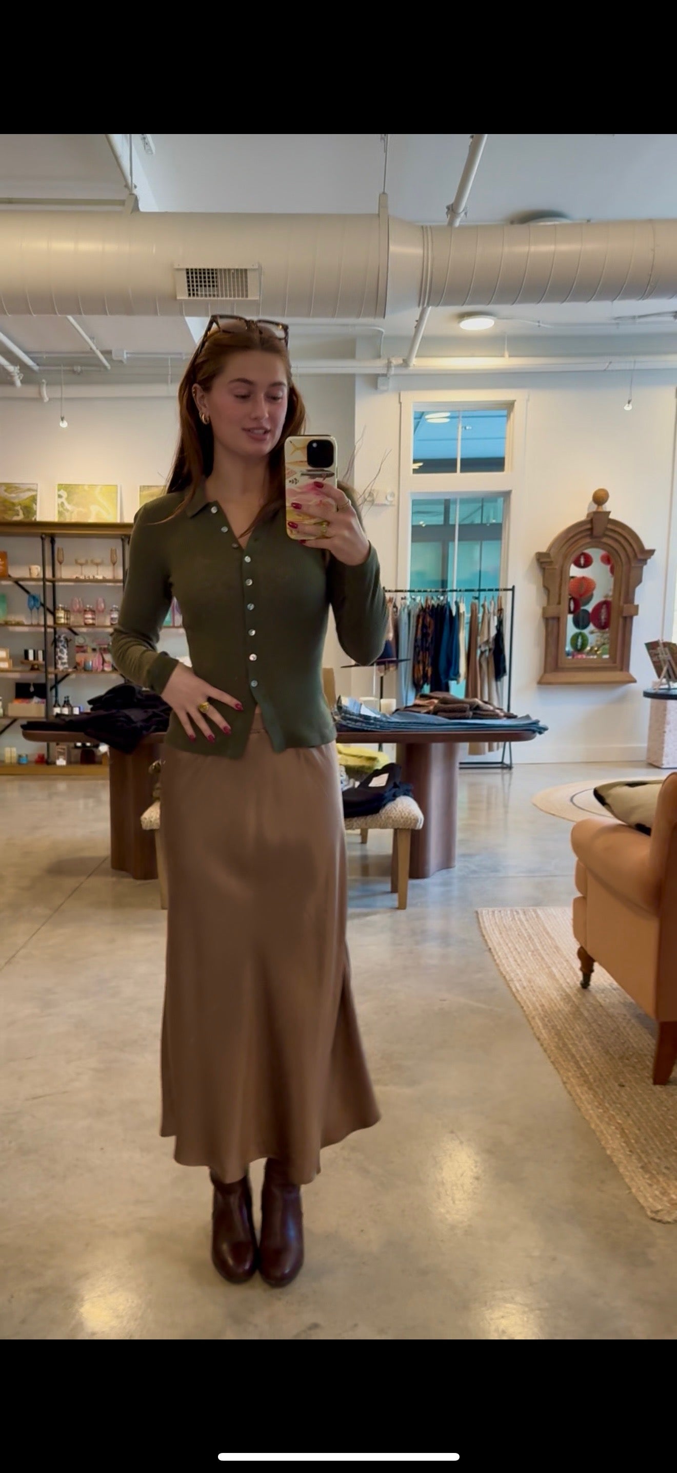 Charlie Satin Skirt | Mocha