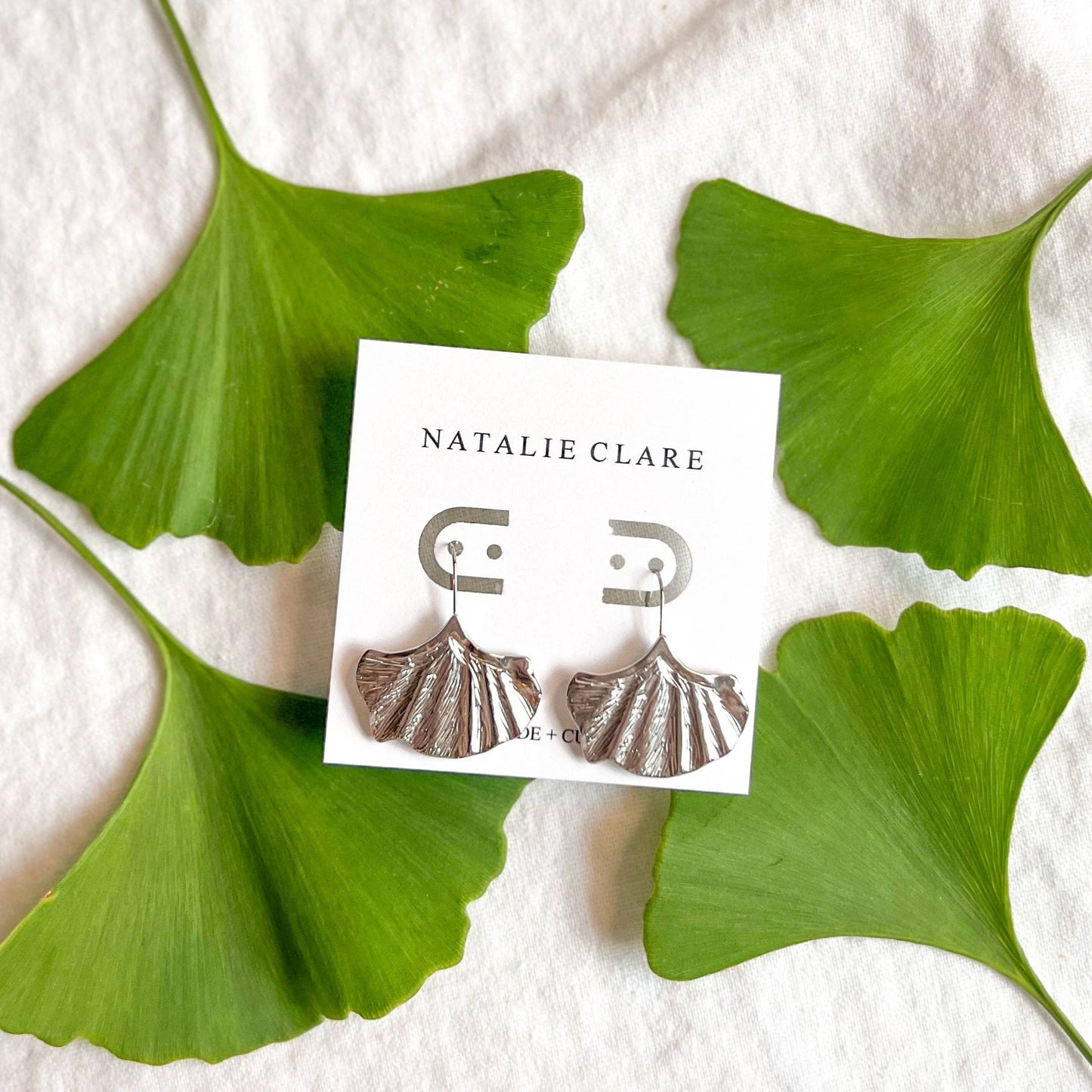 Silver Ginkgo Dangle Earrings