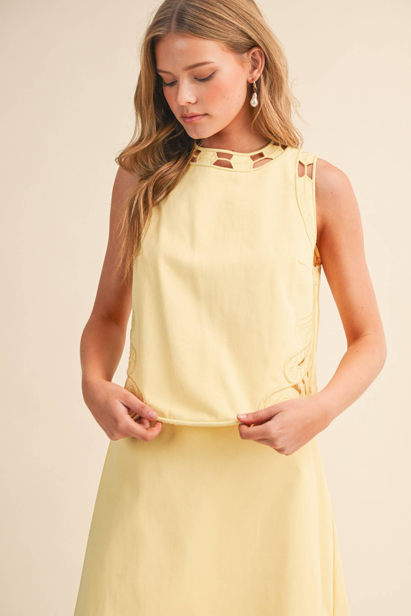 Melinda Lace Tank and Skirt Set | Lemon