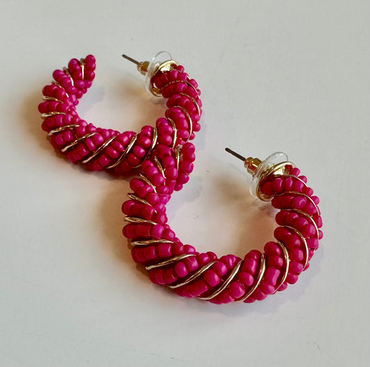 Beaded Wire Wrap Hoops