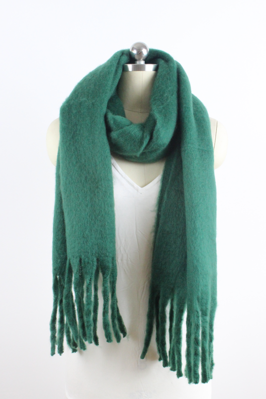 Solid Color Knit Scarf with Tassels-Bestselling