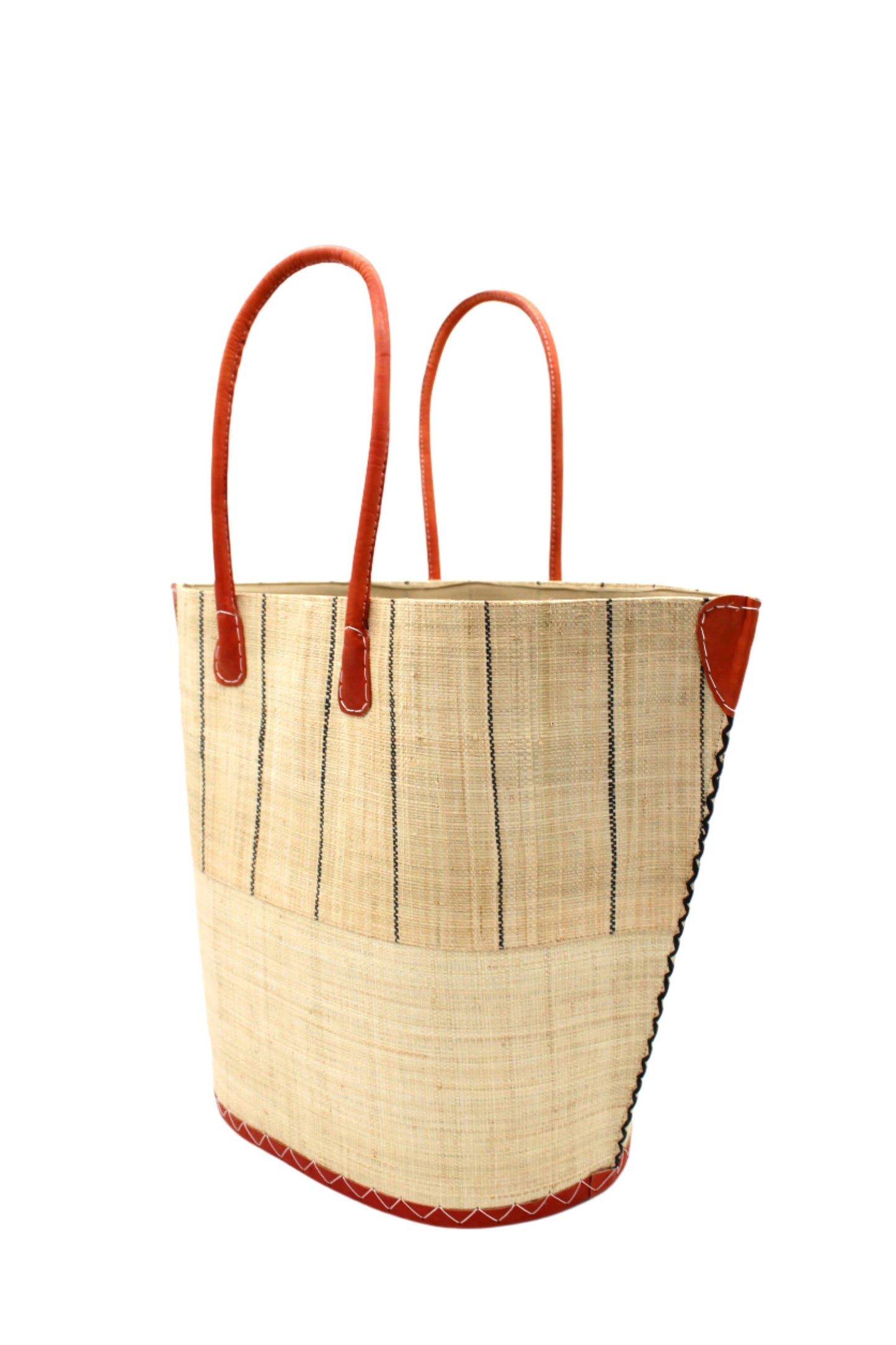 Santa Cruz Two Tone Pinstripes Large Straw Tote Bag