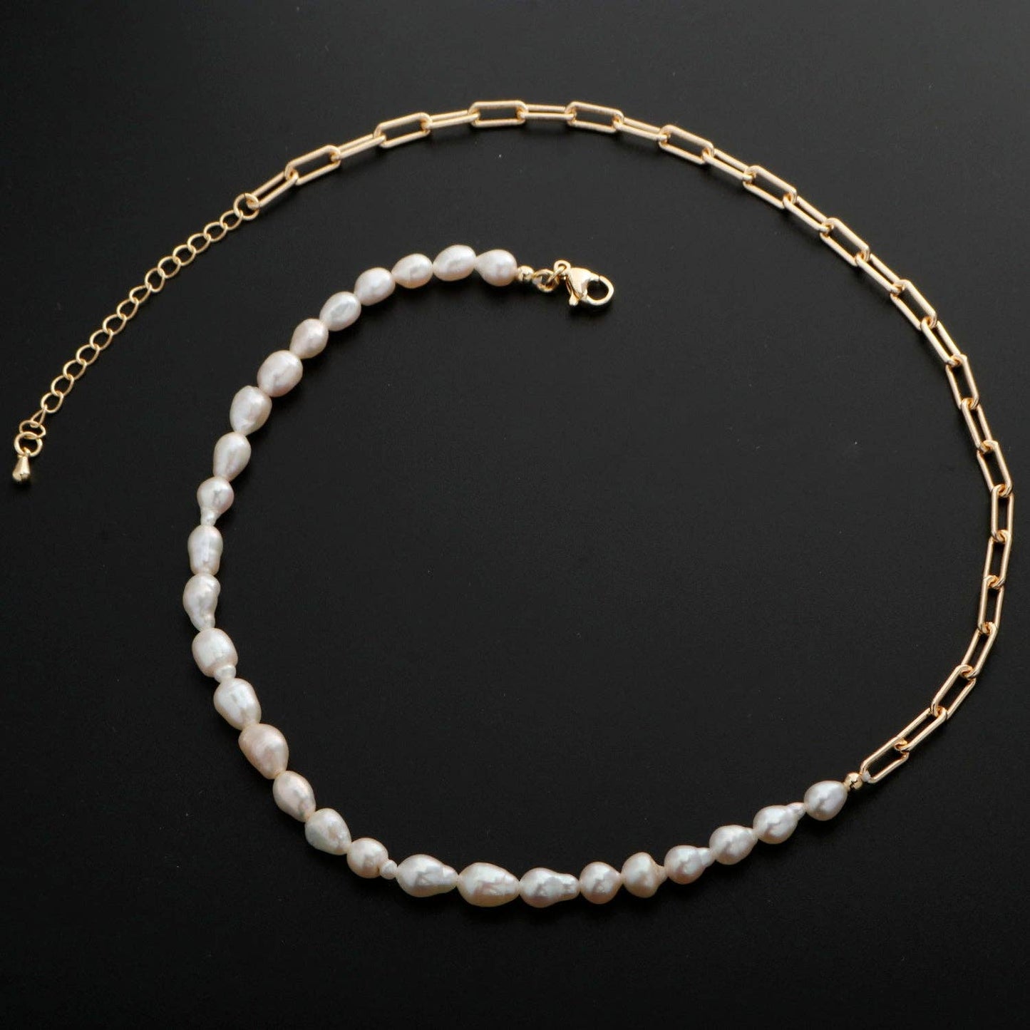 Freshwater Pearl Paperclip Chain Necklace