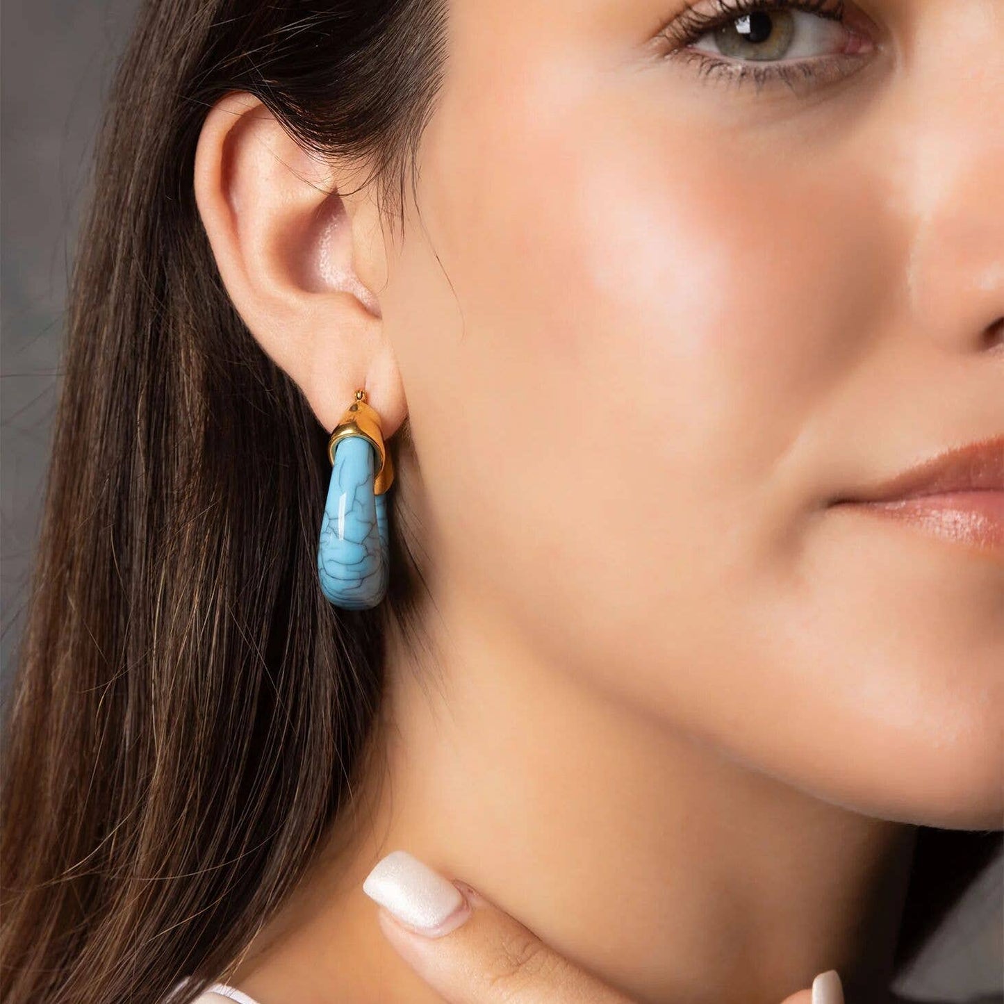 Turquiose Chunky Hoop Earring