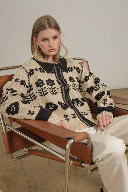 Brenna Jacquard Knit Cardigan