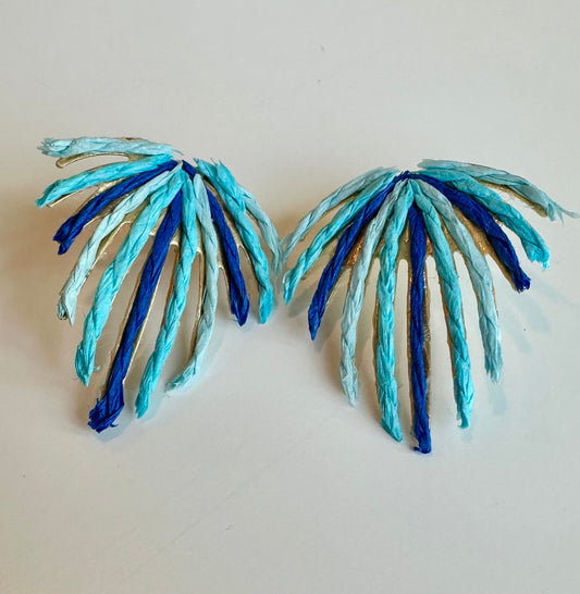 Tree Raffia Earring| Blue