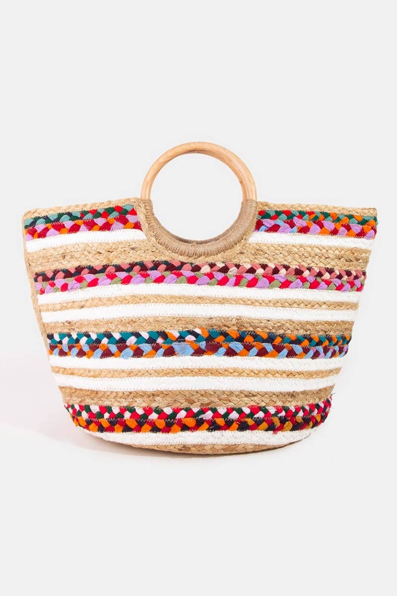 Boho Blossom Jute Tote Bag