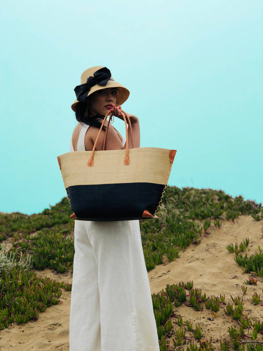 Monterey Two Tone Straw Tote Bag