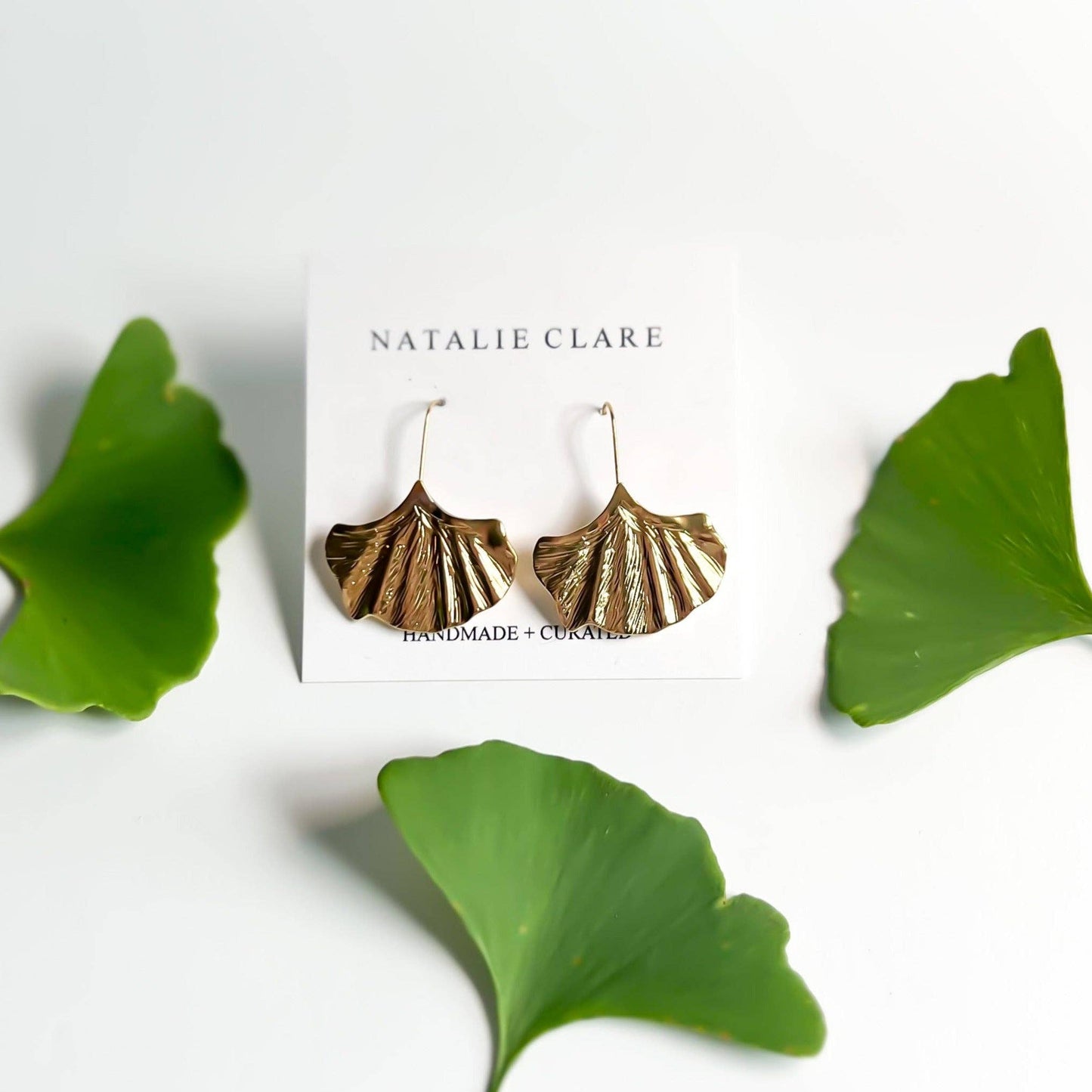 Golden Ginkgo Leaf Earrings