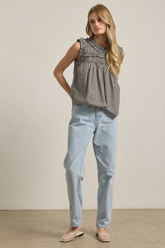 RUBY GINGHAM RUFFLE BLOUSE