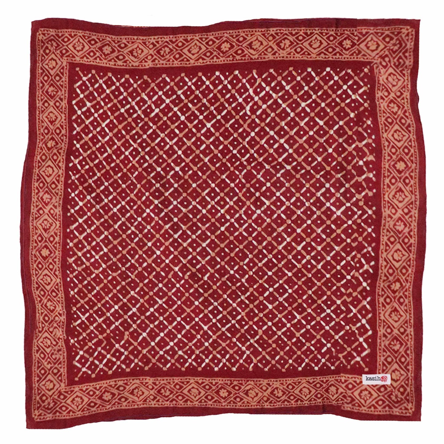 Batik Bandana - Soft Lightweight Cotton, Crimson Cross, Red