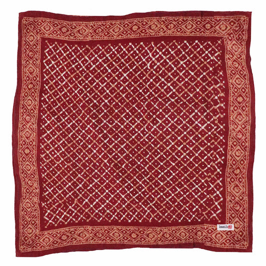 Batik Bandana - Soft Lightweight Cotton, Crimson Cross, Red