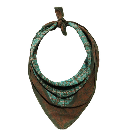 Hand Dyed Batik Bandana, Soft Lightweight Cotton, Leaf Grid