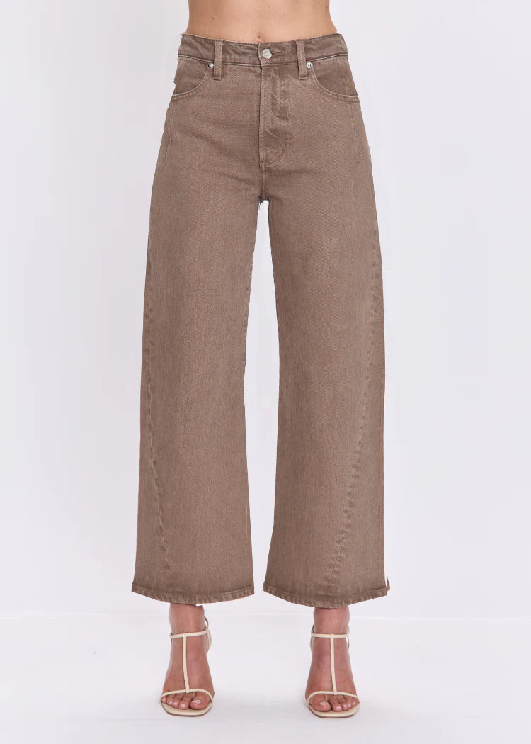 Kyra High Rise Bowed Ankle Jean - Tannin