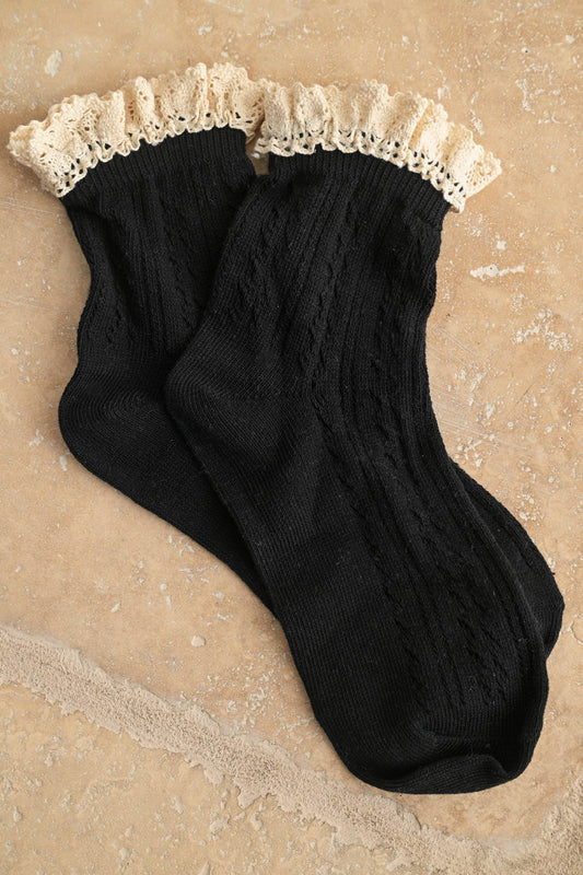 Deedee Pointelle Crochet Trim Sock