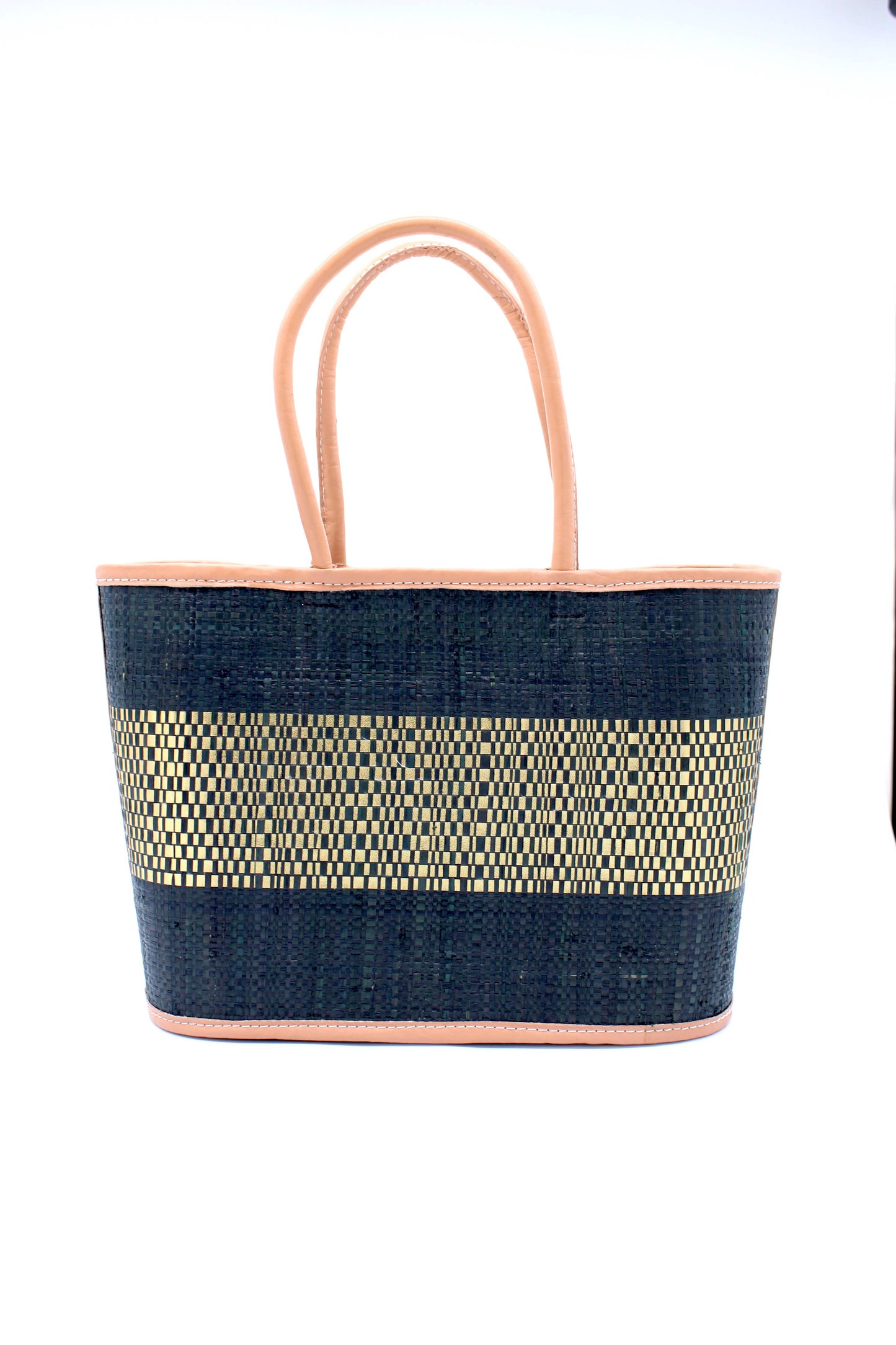 Wynwood Straw Tote Handbag with Metallic Detailing