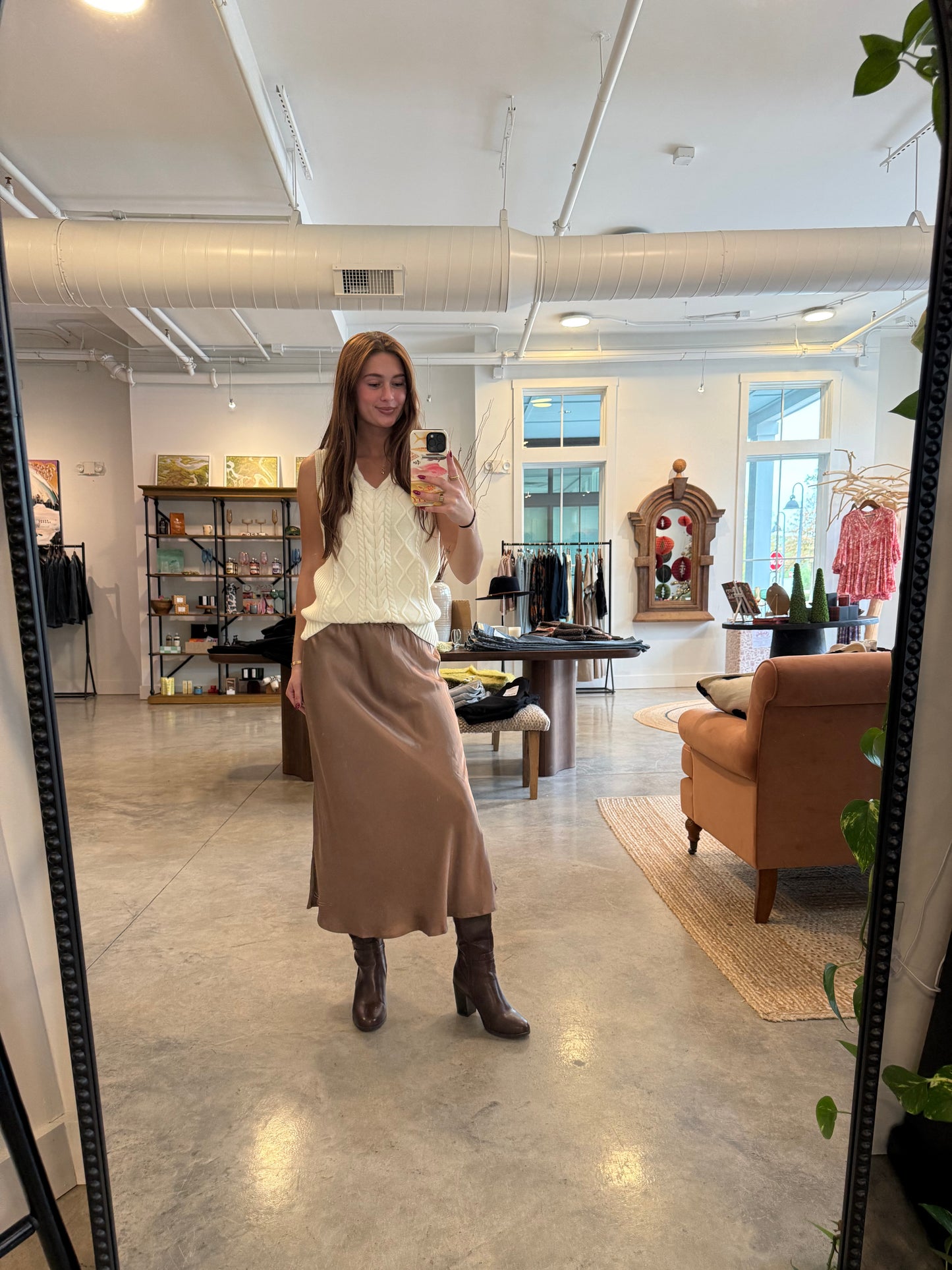 Charlie Satin Skirt | Mocha