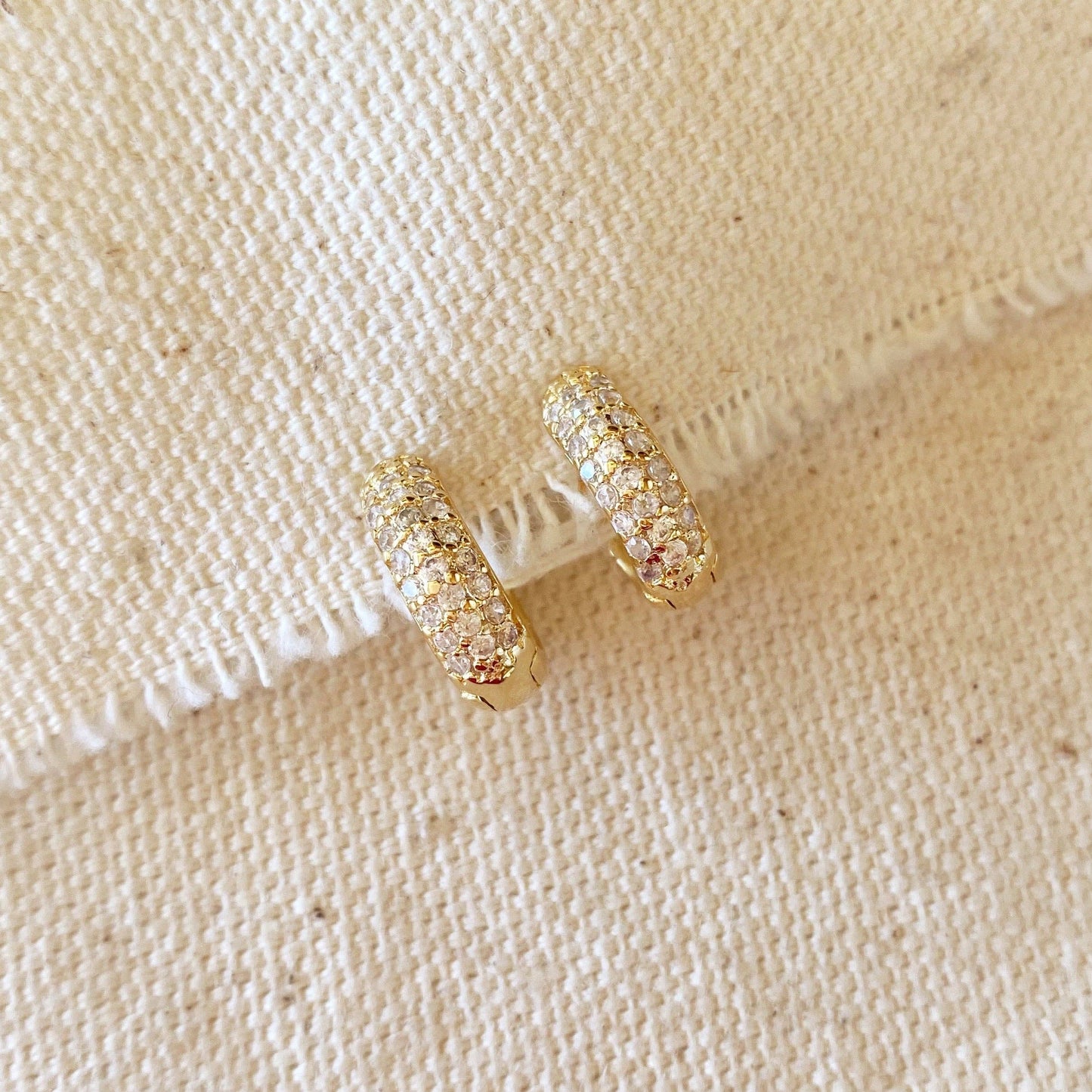 18k Gold Filled Cubic Zirconia Clicker Hoop Earrings