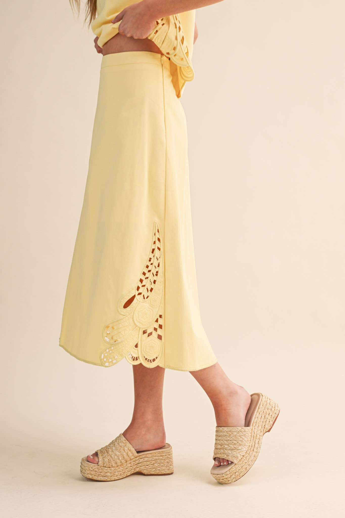 Melinda Lace Tank and Skirt Set | Lemon