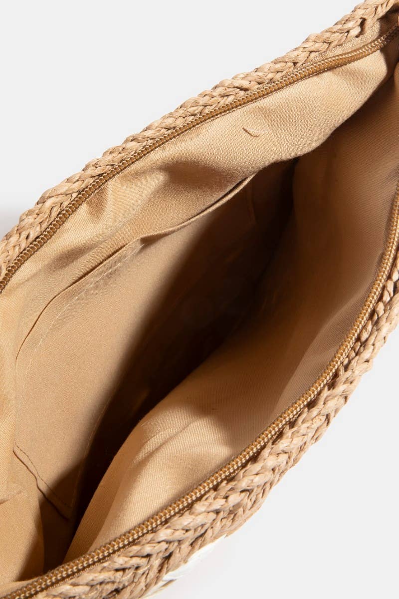 Two Tone Braided Zippered Clutch Bag