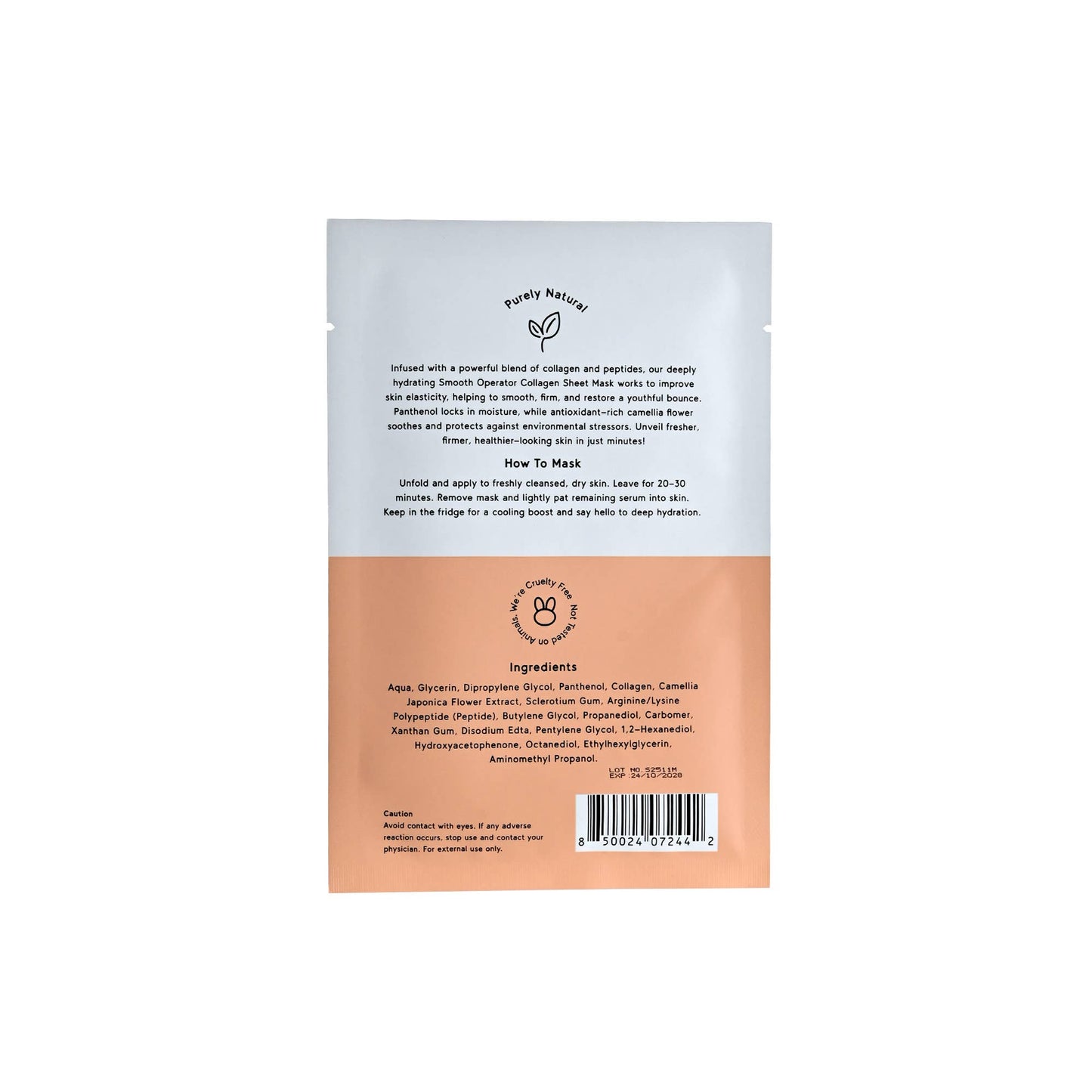 PURE SOL. Smooth Operator Beauty Collagen Sheet Mask