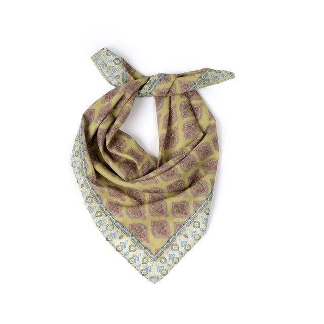 Ornate Pattern Cotton Bandana - Citrus Lime