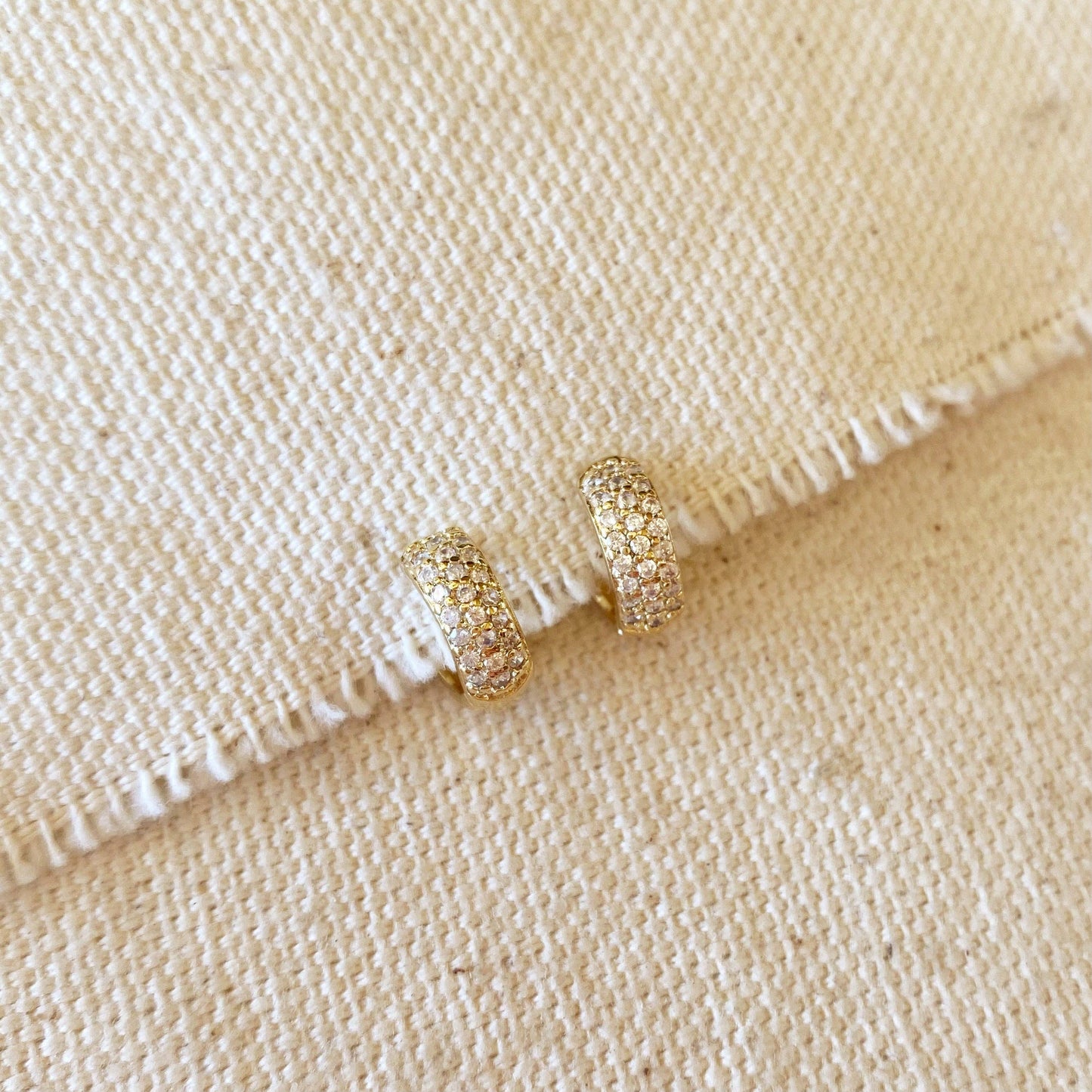 18k Gold Filled Cubic Zirconia Clicker Hoop Earrings