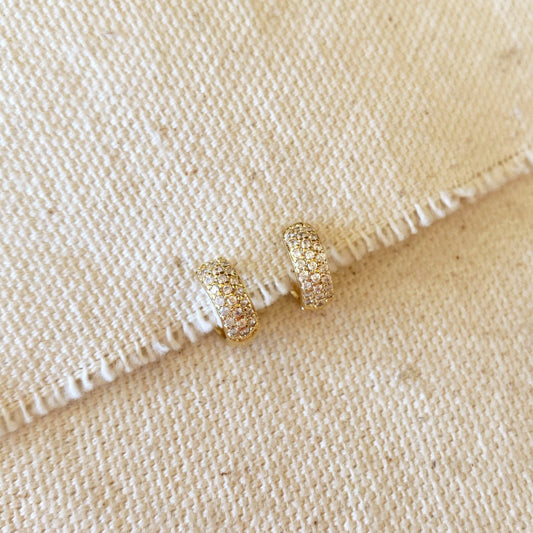 18k Gold Filled Cubic Zirconia Clicker Hoop Earrings