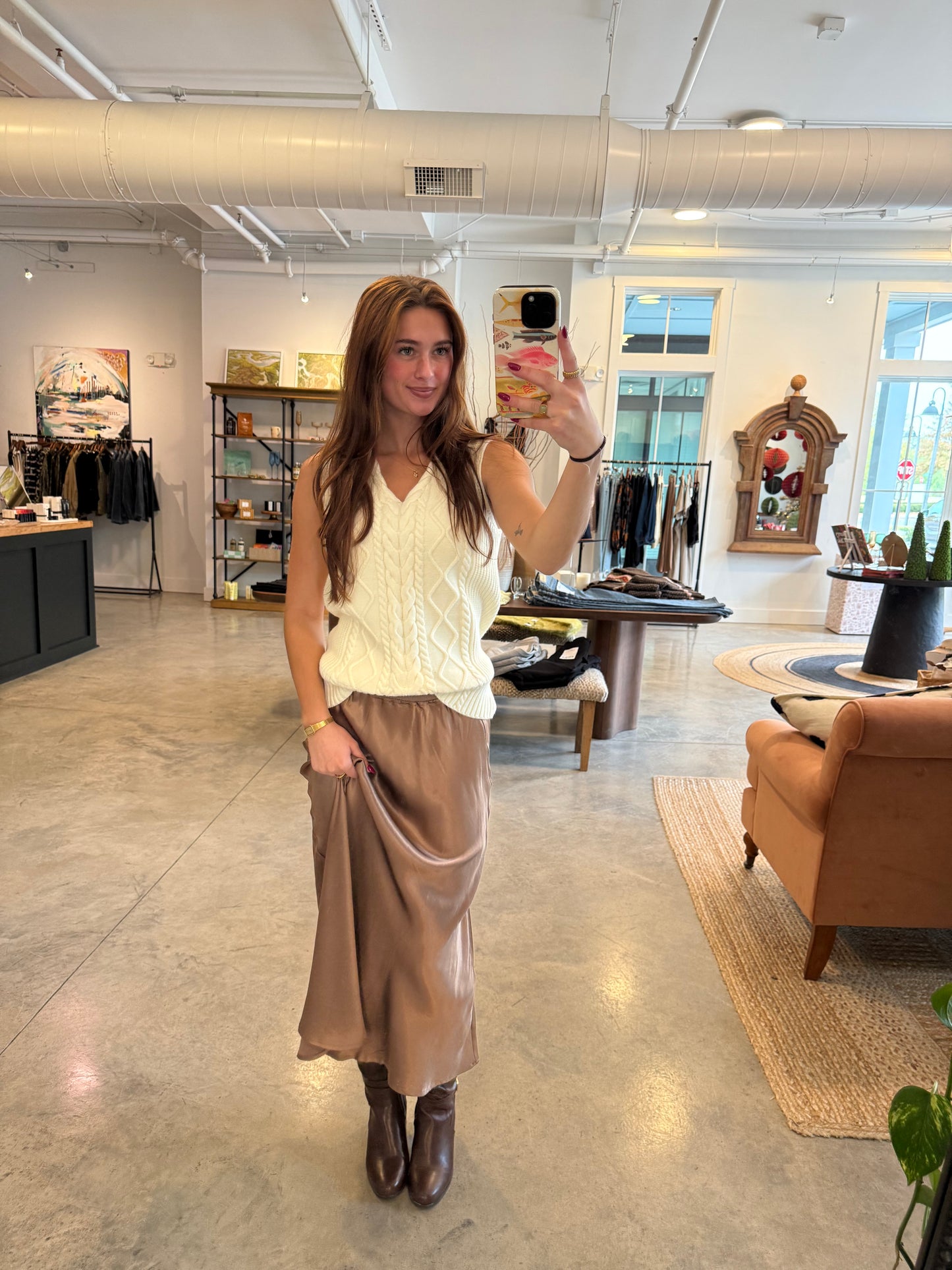 Charlie Satin Skirt | Mocha