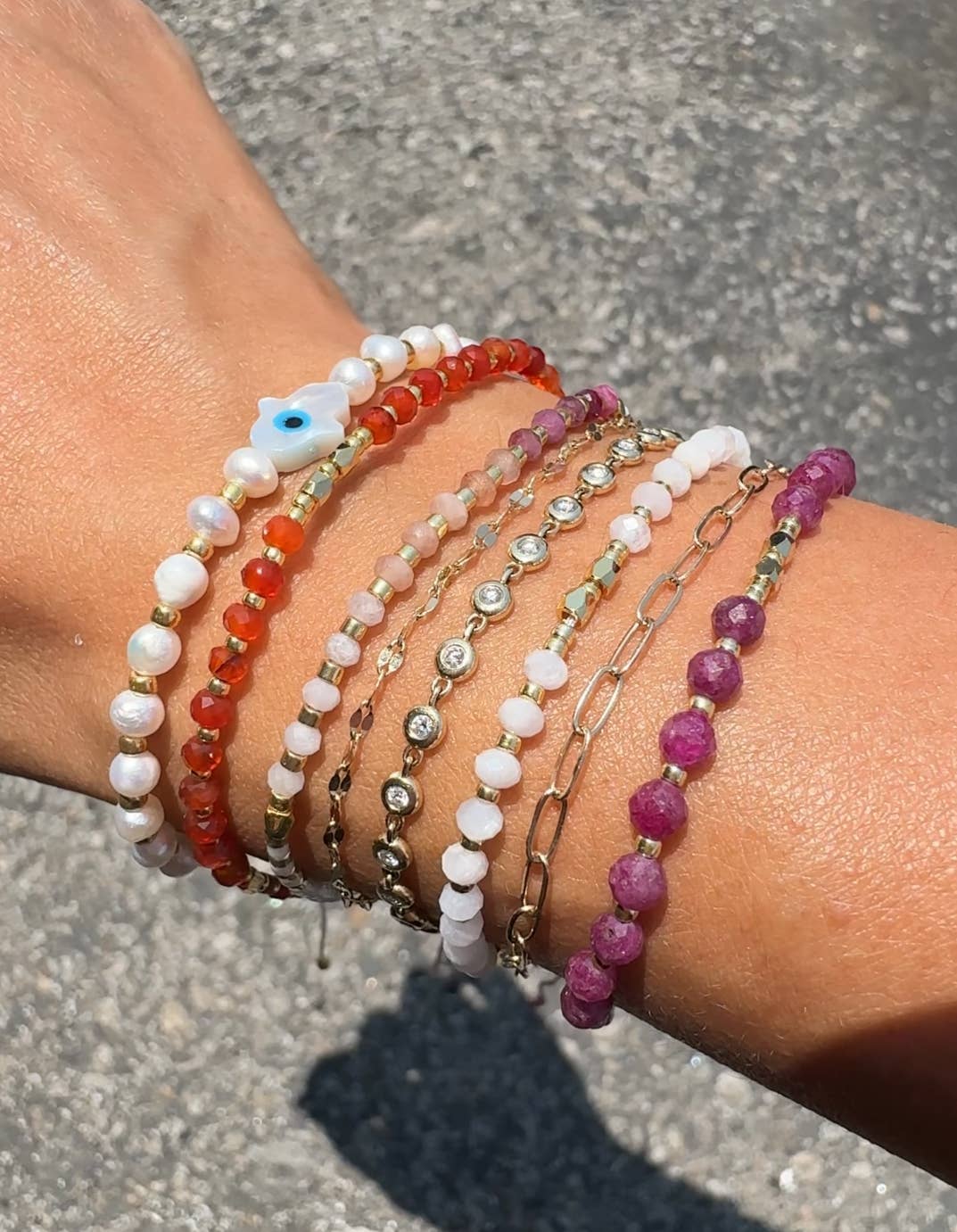 Ruby Healing Gemstone Stacking Bracelet