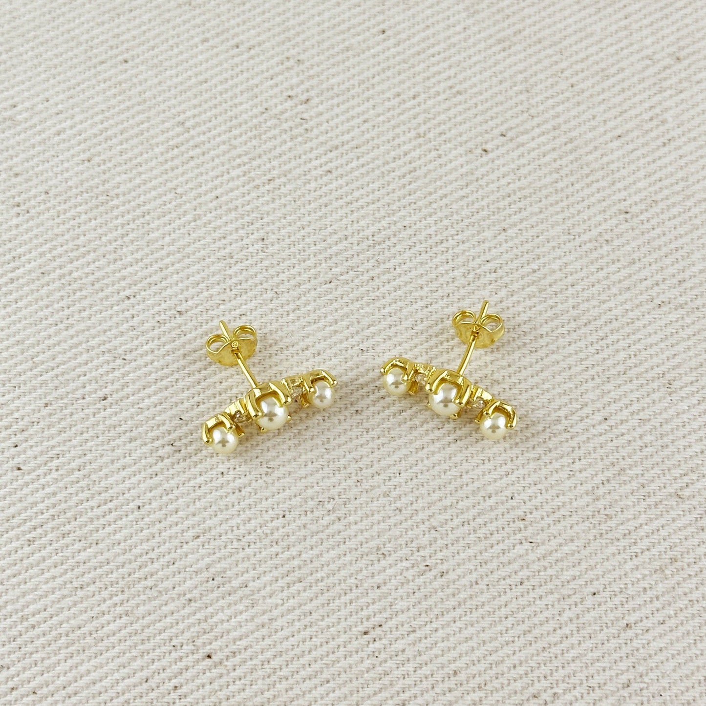 18k Gold Filled Pearl & Crystal Earrings