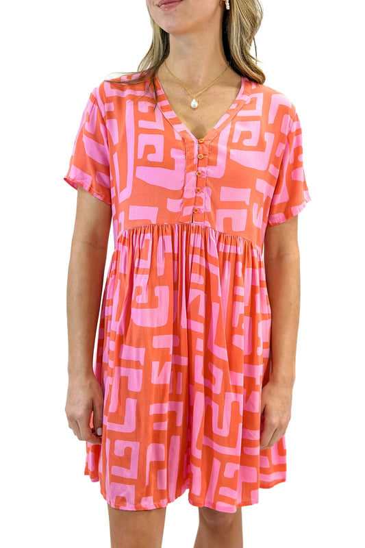 Love Street Mini Dress | Coral Geo