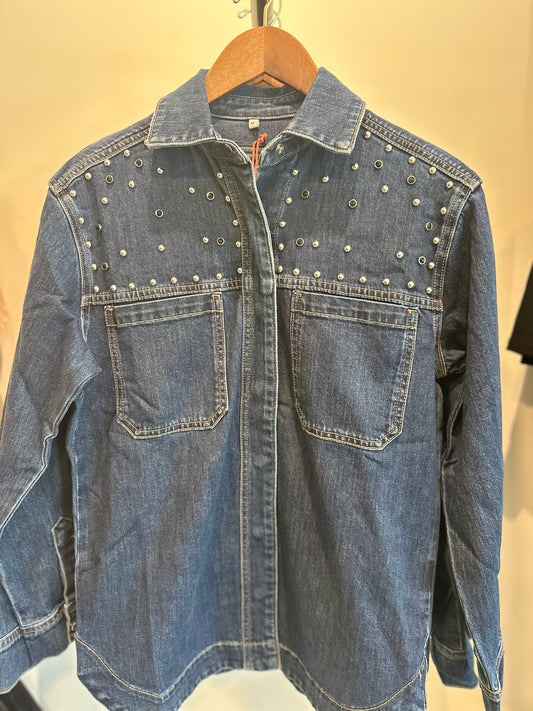 Tanya Studded Top | Denim