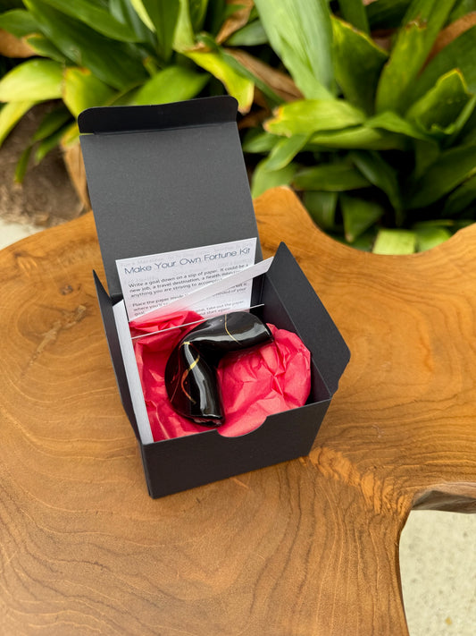 Stoneware Fortune Cookie- Gold Detail