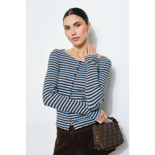Drew Striped Long Sleeve Jersey Knit Top