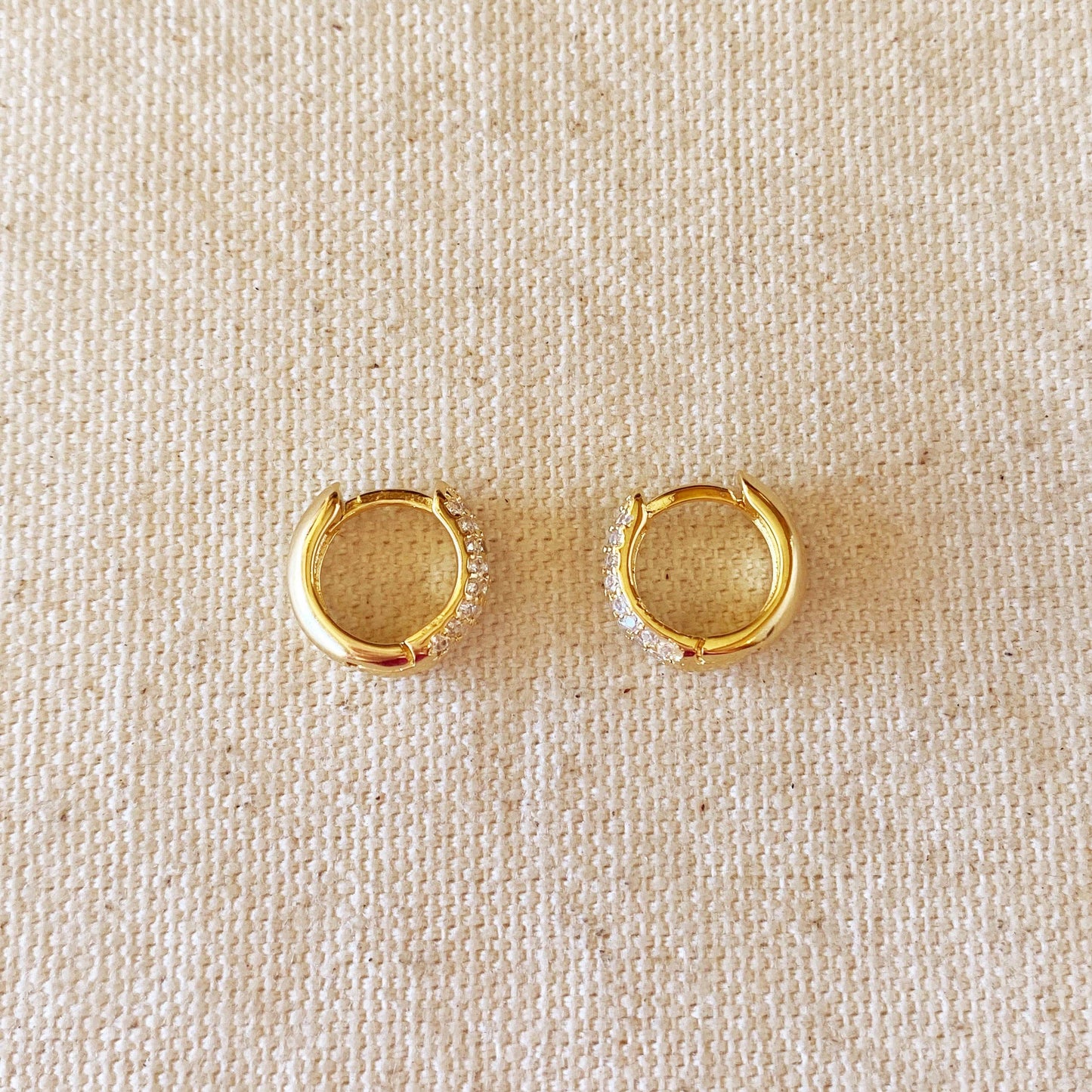 18k Gold Filled Cubic Zirconia Clicker Hoop Earrings