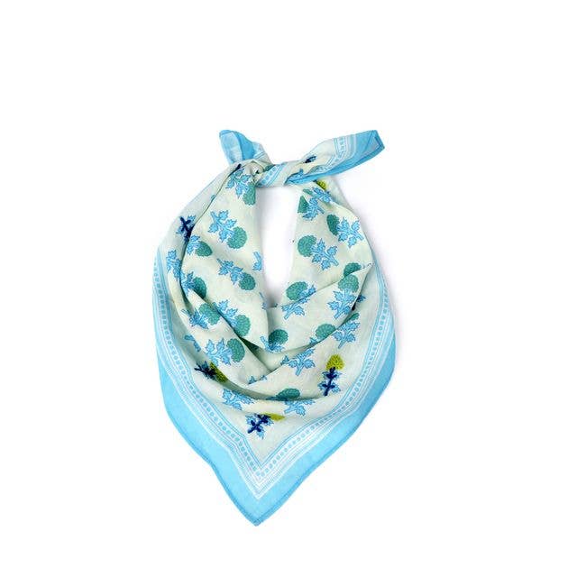 Chasing Petals Cotton Bandana - Ice Blue