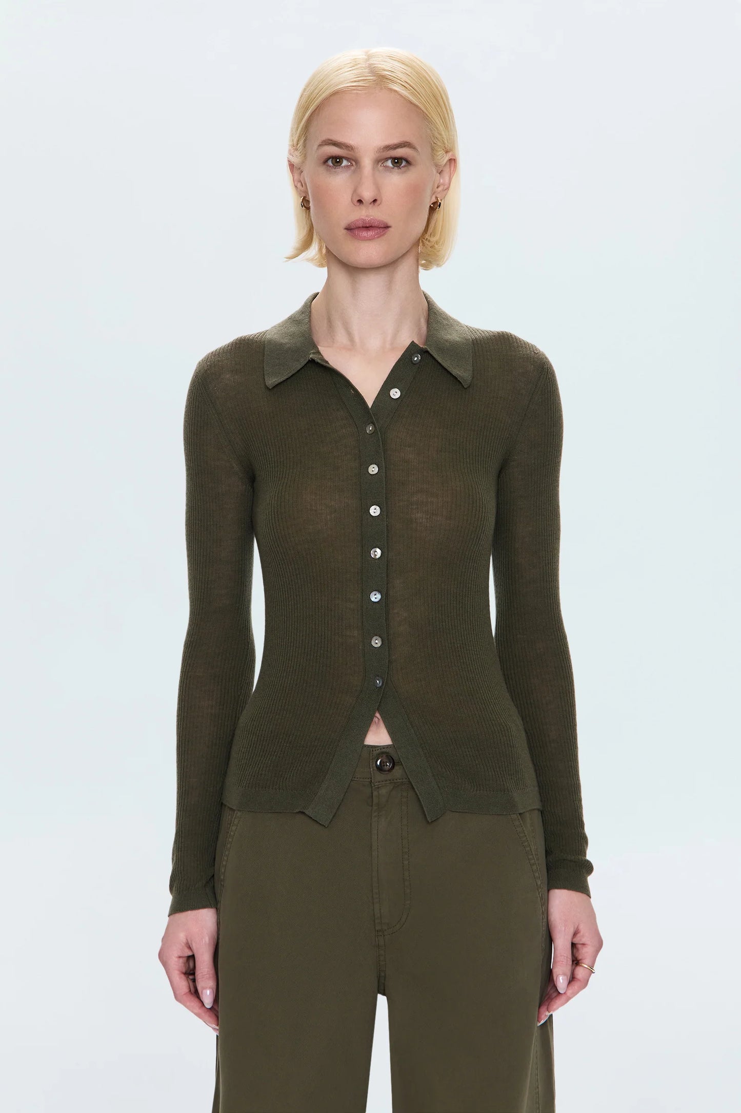 Korey Fitted Rib Cardigan| Sequoia