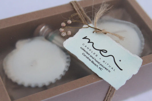 Shell Candle Gift Box Set - Soy Wax Shell Candles & Matches