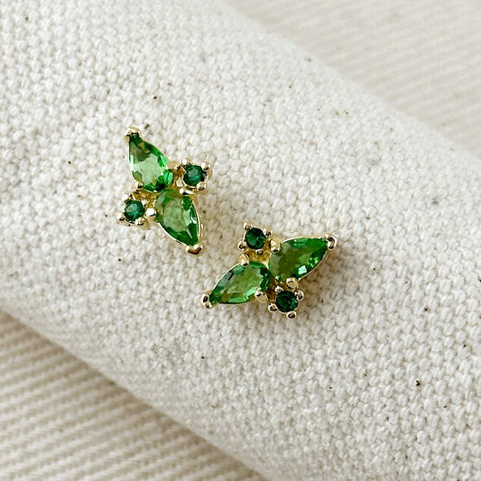 18k Gold Filled Colored Vintage Flower Stud Earrings