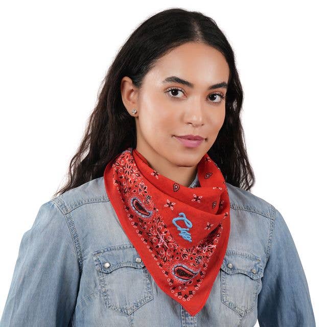 Ciao Paisley Cotton Bandana - Persimmon