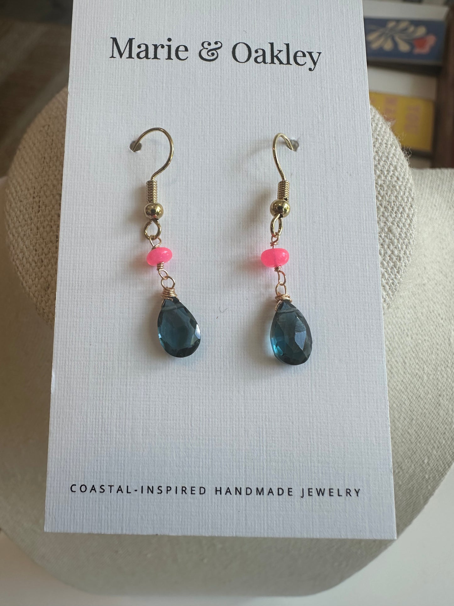 Tide Mini Earrings | Sapphire, Neon Pink Opal